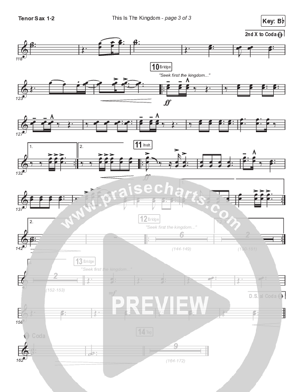 This Is The Kingdom (Choral Anthem SATB) Tenor Sax 1,2 (Elevation Worship / Pat Barrett / Arr. Mason Brown)