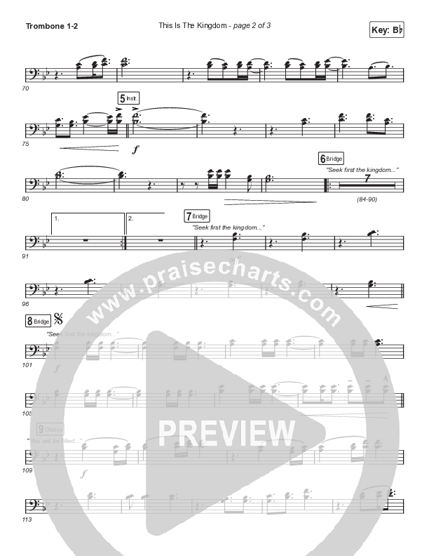 This Is The Kingdom (Choral Anthem SATB) Trombone 1,2 (Elevation Worship / Pat Barrett / Arr. Mason Brown)