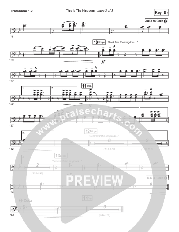 This Is The Kingdom (Choral Anthem SATB) Trombone 1/2 (Elevation Worship / Pat Barrett / Arr. Mason Brown)