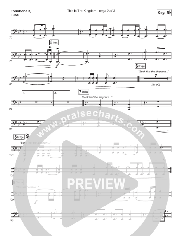 This Is The Kingdom (Choral Anthem SATB) Trombone 3/Tuba (Elevation Worship / Pat Barrett / Arr. Mason Brown)