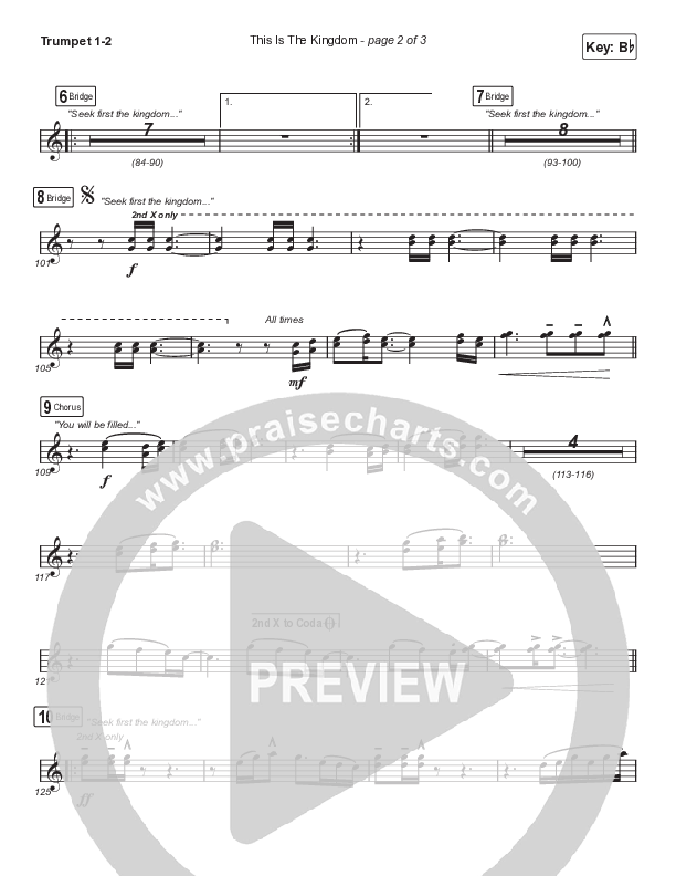 This Is The Kingdom (Choral Anthem SATB) Trumpet 1,2 (Elevation Worship / Pat Barrett / Arr. Mason Brown)