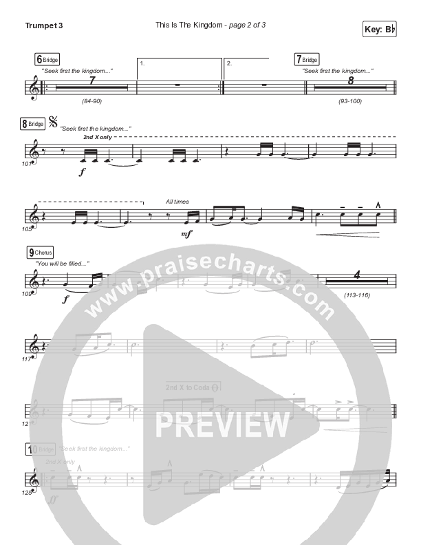 This Is The Kingdom (Choral Anthem SATB) Trumpet 3 (Elevation Worship / Pat Barrett / Arr. Mason Brown)