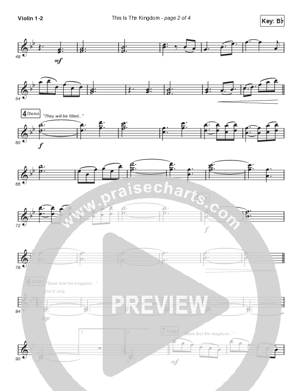 This Is The Kingdom (Choral Anthem SATB) Violin 1,2 (Elevation Worship / Pat Barrett / Arr. Mason Brown)