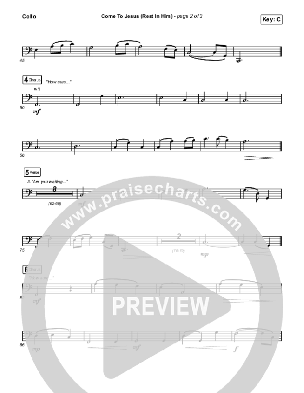 Come To Jesus (Rest In Him) (Choral Anthem SATB) Cello (Keith & Kristyn Getty / Jordan Kauflin / Matt Merker / Arr. Luke Gambill)