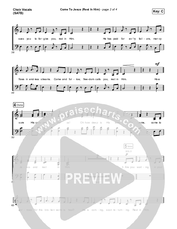 Come To Jesus (Rest In Him) (Choral Anthem SATB) Choir Sheet (SATB) (Keith & Kristyn Getty / Jordan Kauflin / Matt Merker / Arr. Luke Gambill)