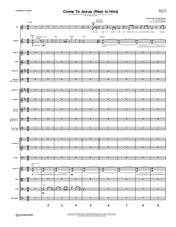 Come To Jesus (Rest In Him) (Choral Anthem SATB) Conductor's Score (Keith & Kristyn Getty / Jordan Kauflin / Matt Merker / Arr. Luke Gambill)