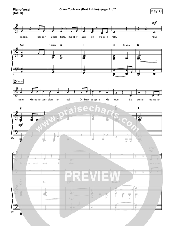 Come To Jesus (Rest In Him) (Choral Anthem SATB) Piano/Vocal (SATB) (Keith & Kristyn Getty / Jordan Kauflin / Matt Merker / Arr. Luke Gambill)