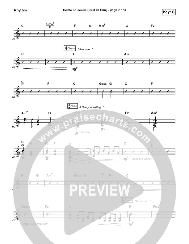 Come To Jesus (Rest In Him) (Choral Anthem SATB) Rhythm Chart (Keith & Kristyn Getty / Jordan Kauflin / Matt Merker / Arr. Luke Gambill)