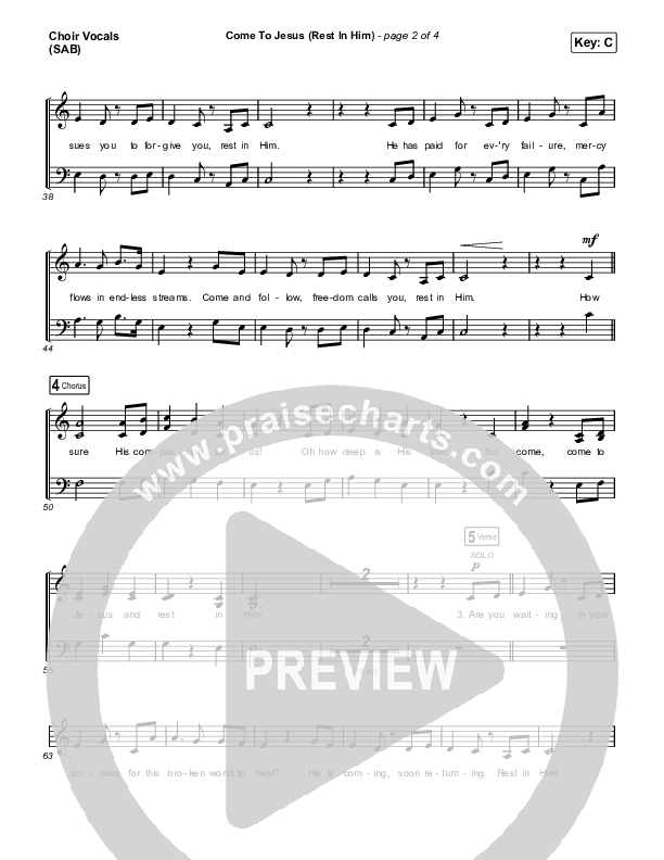 Come To Jesus (Rest In Him) (Worship Choir SAB) Choir Sheet (SAB) (Keith & Kristyn Getty / Jordan Kauflin / Matt Merker / Arr. Luke Gambill)