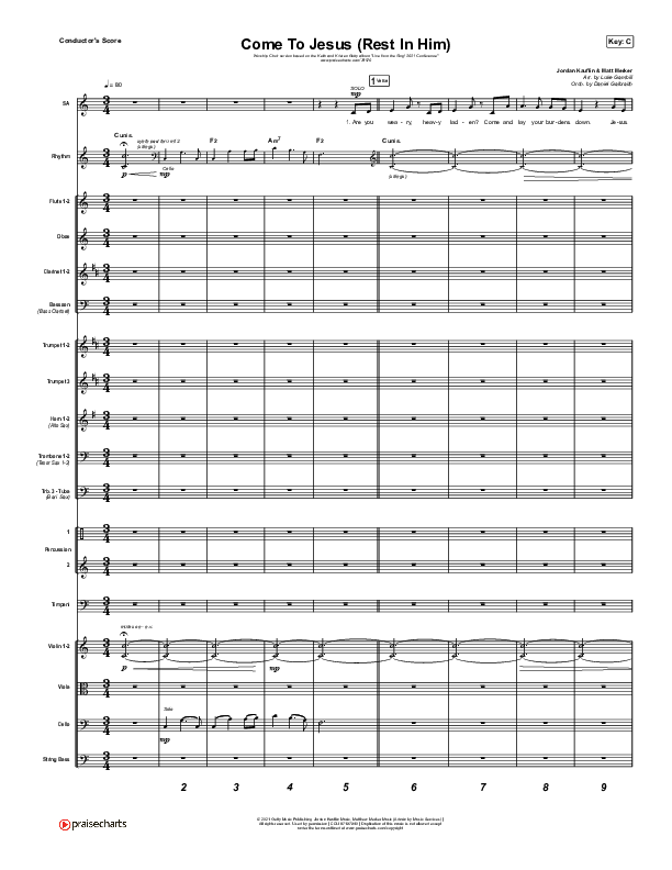 Come To Jesus (Rest In Him) (Worship Choir SAB) Conductor's Score (Keith & Kristyn Getty / Jordan Kauflin / Matt Merker / Arr. Luke Gambill)