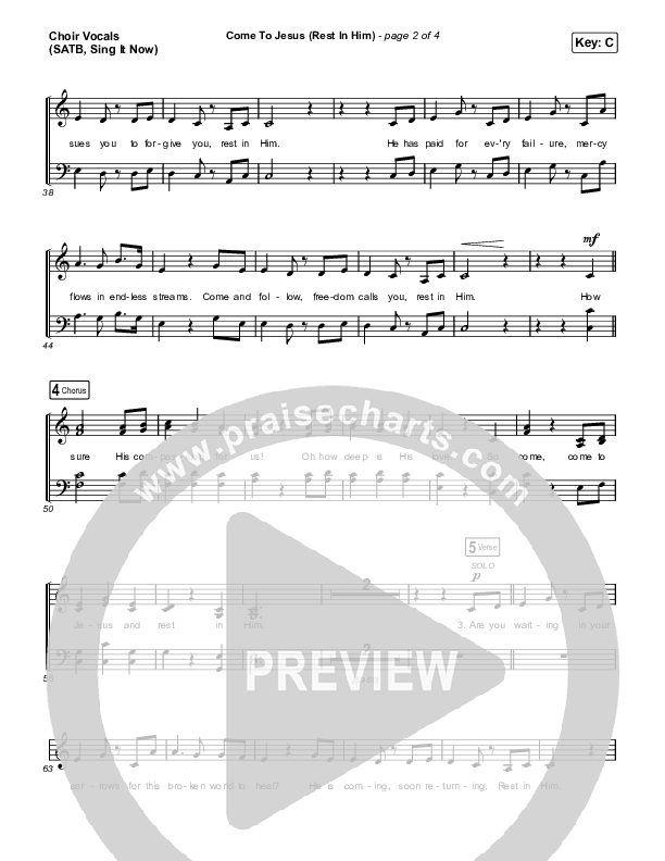 Come To Jesus (Rest In Him) (Sing It Now SATB) Choir Sheet (SATB) (Keith & Kristyn Getty / Jordan Kauflin / Matt Merker / Arr. Luke Gambill)