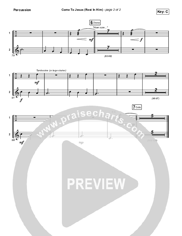Come To Jesus (Rest In Him) (Sing It Now SATB) Percussion (Keith & Kristyn Getty / Jordan Kauflin / Matt Merker / Arr. Luke Gambill)