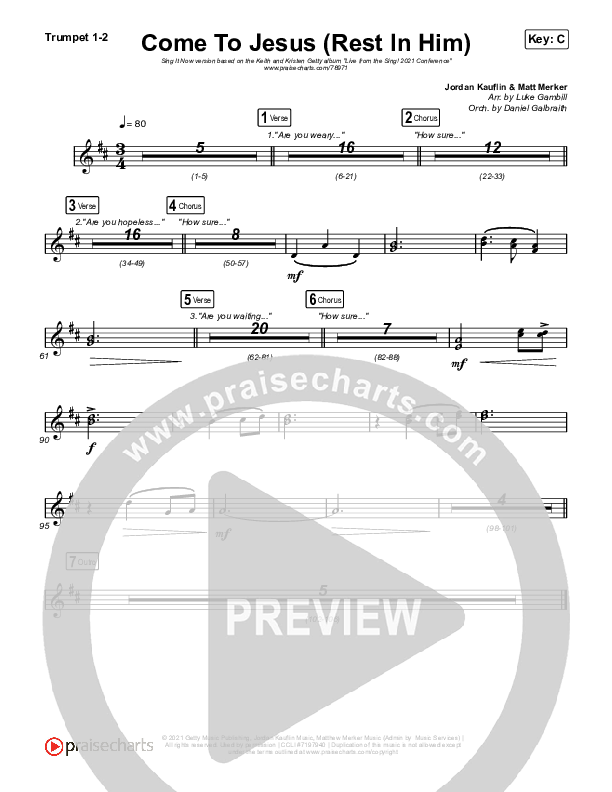 Come To Jesus (Rest In Him) (Sing It Now SATB) Brass Pack (Keith & Kristyn Getty / Jordan Kauflin / Matt Merker / Arr. Luke Gambill)