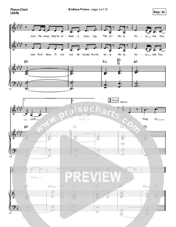 Endless Praise (Worship Choir SAB) Piano/Choir (SAB) (Charity Gayle / Arr. Luke Gambill)
