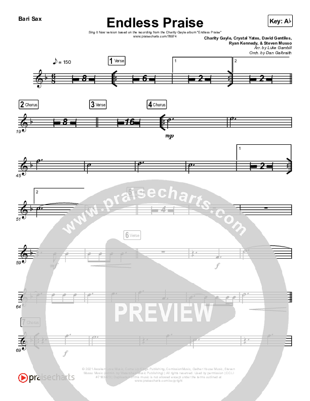 Endless Praise (Sing It Now) Bari Sax (Charity Gayle / Arr. Luke Gambill)