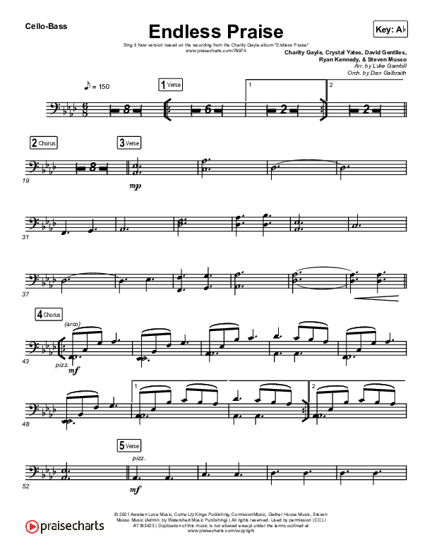 Endless Praise (Sing It Now) Cello/Bass (Charity Gayle / Arr. Luke Gambill)