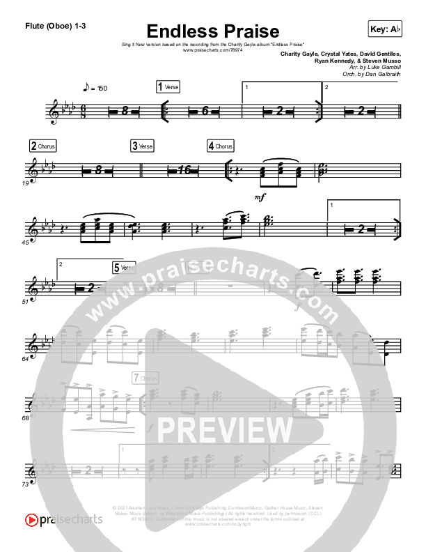 Endless Praise (Sing It Now SATB) Flute/Oboe 1/2/3 (Charity Gayle / Arr. Luke Gambill)