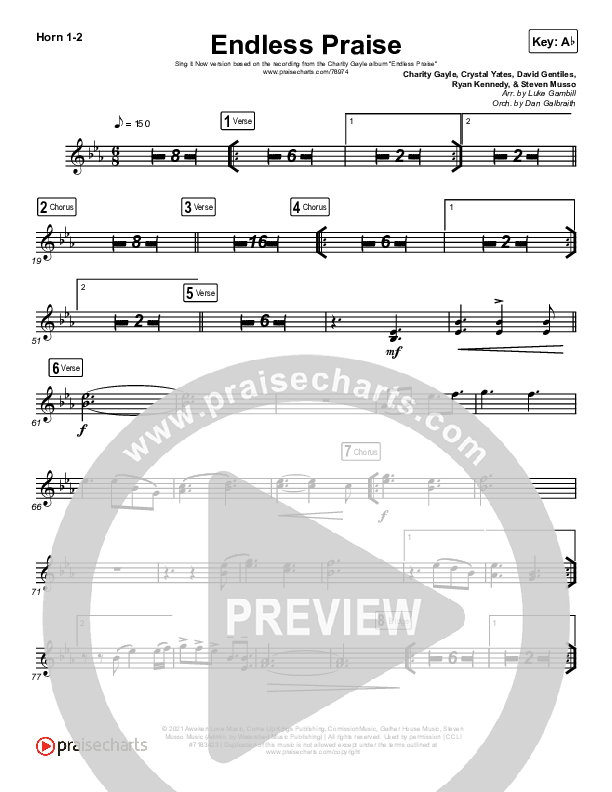 Endless Praise (Sing It Now SATB) French Horn 1/2 (Charity Gayle / Arr. Luke Gambill)