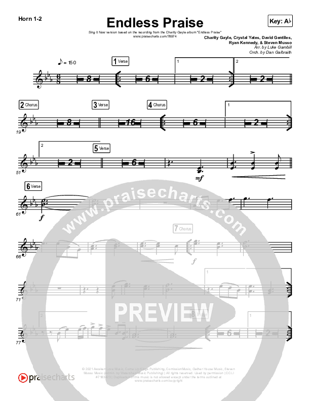 Endless Praise (Sing It Now) French Horn 1/2 (Charity Gayle / Arr. Luke Gambill)
