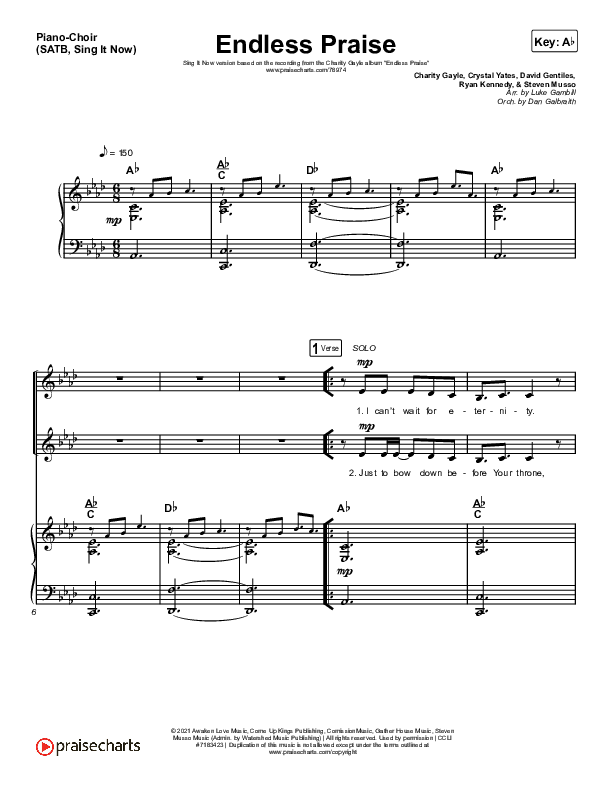 Endless Praise (Sing It Now) Piano/Choir (SATB) (Charity Gayle / Arr. Luke Gambill)