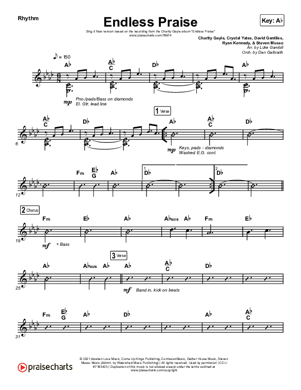 Endless Praise (Sing It Now) Rhythm Chart (Charity Gayle / Arr. Luke Gambill)