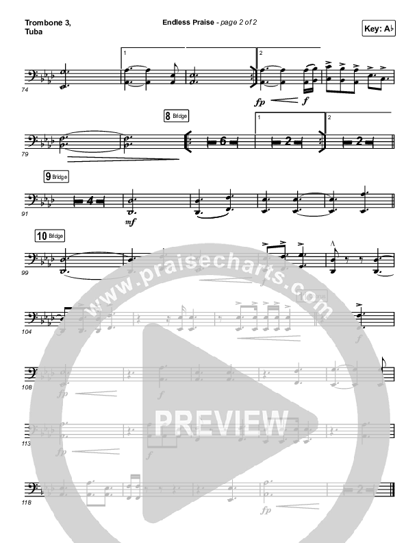 Endless Praise (Sing It Now SATB) Trombone 3/Tuba (Charity Gayle / Arr. Luke Gambill)