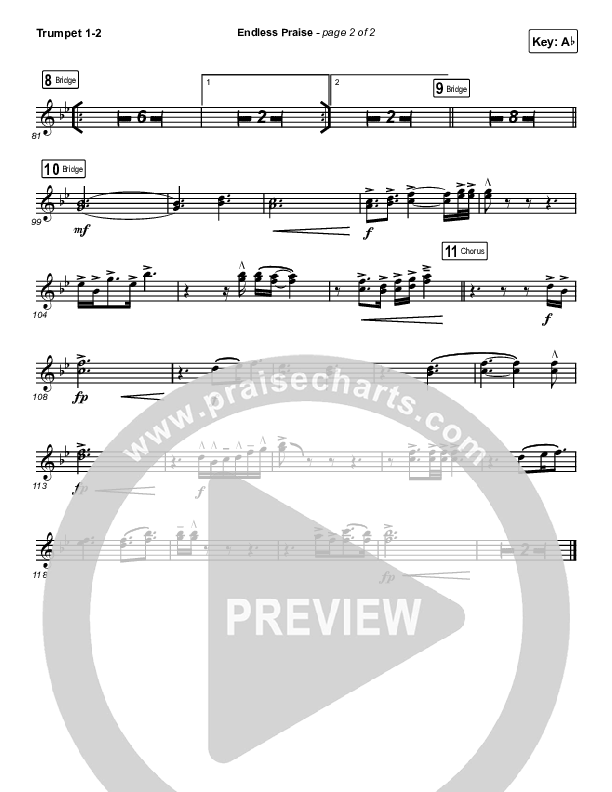 Endless Praise (Sing It Now SATB) Trumpet 1,2 (Charity Gayle / Arr. Luke Gambill)