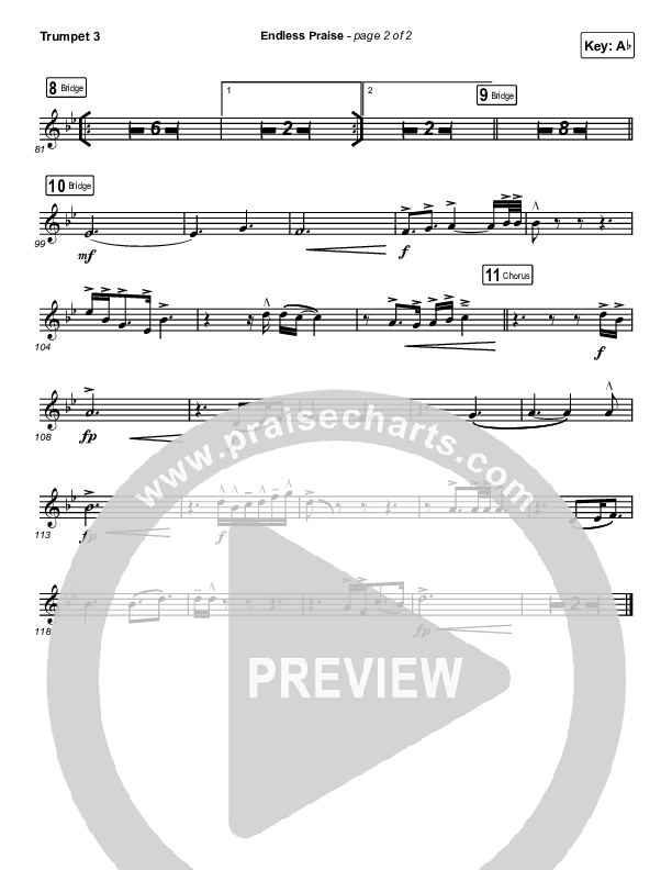 Endless Praise (Sing It Now) Trumpet 3 (Charity Gayle / Arr. Luke Gambill)