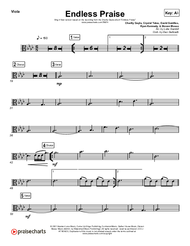 Endless Praise (Sing It Now) Viola (Charity Gayle / Arr. Luke Gambill)