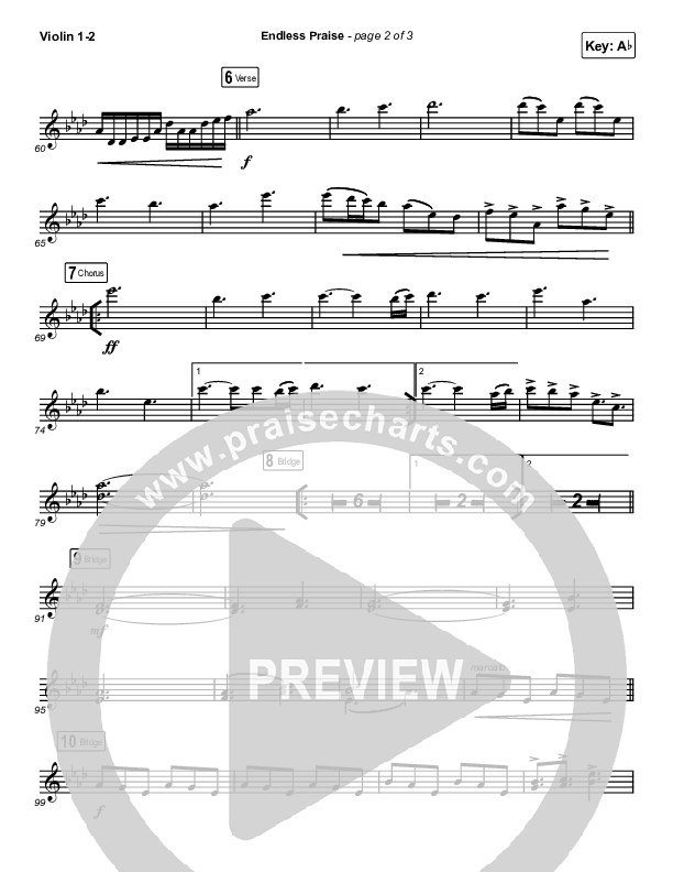 Endless Praise (Sing It Now) Violin 1/2 (Charity Gayle / Arr. Luke Gambill)