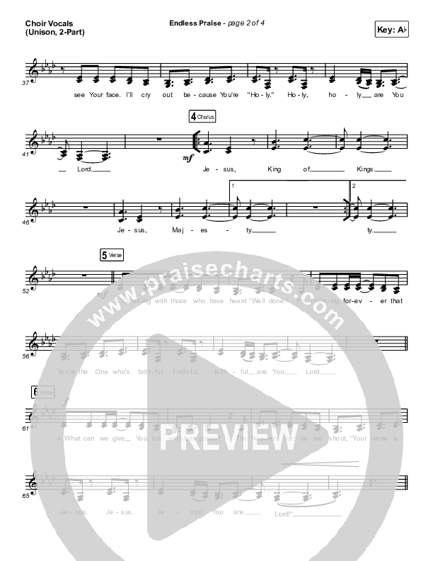 Endless Praise (Unison/2-Part Choir) Choir Vocals (Uni/2-Part) (Charity Gayle / Arr. Luke Gambill)