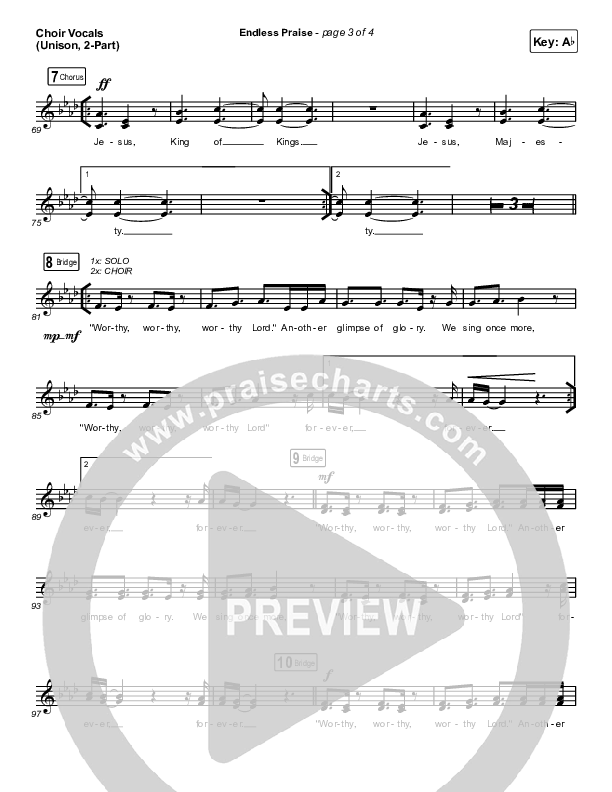 Endless Praise (Unison/2-Part Choir) Choir Vocals (Uni/2-Part) (Charity Gayle / Arr. Luke Gambill)