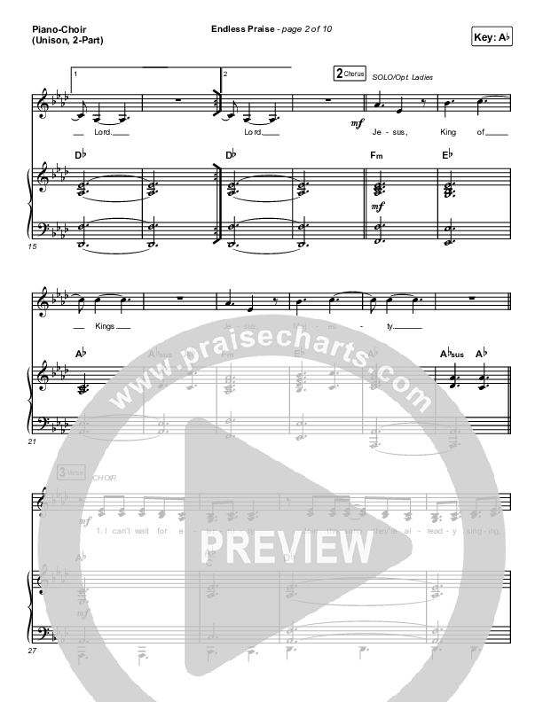 Endless Praise (Unison/2-Part ST/AB) Piano/Choir  (Uni/2-Part) (Charity Gayle / Arr. Luke Gambill)