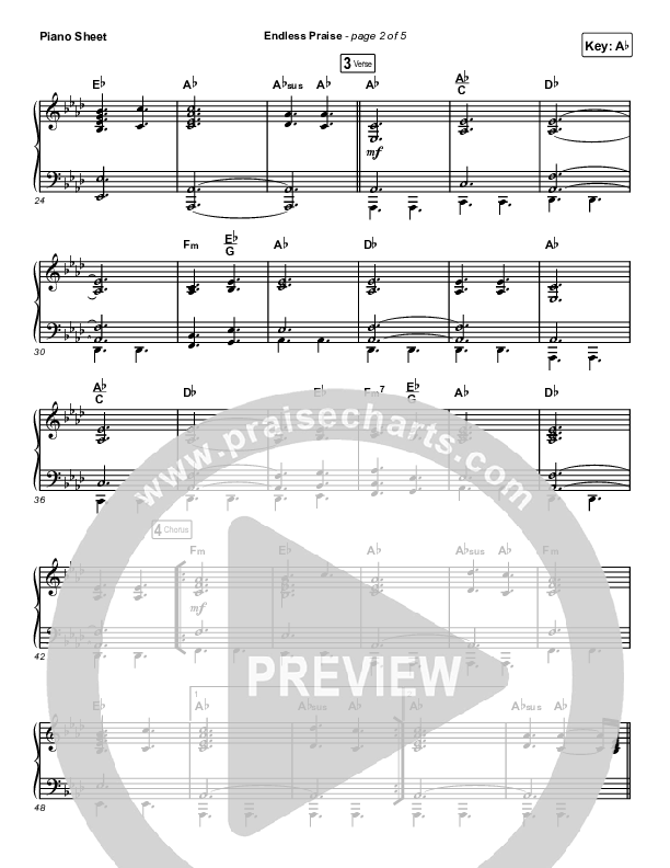 Endless Praise (Unison/2-Part Choir) Piano Sheet (Charity Gayle / Arr. Luke Gambill)
