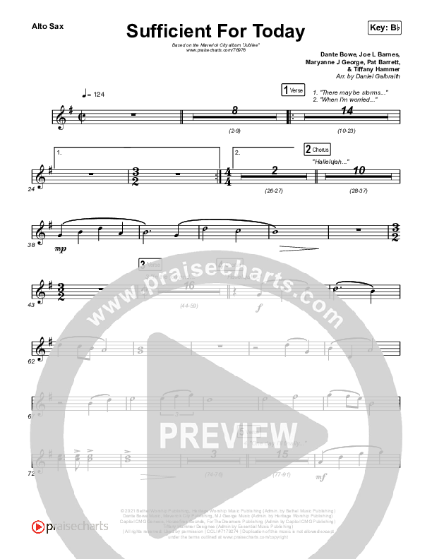 Sufficient For Today Alto Sax (Maverick City Music)