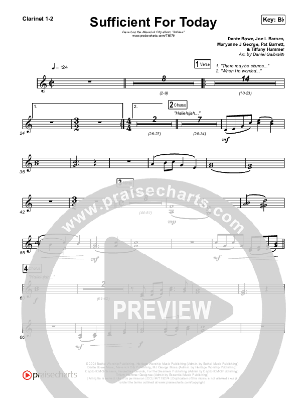 Sufficient For Today Clarinet 1/2 (Maverick City Music)