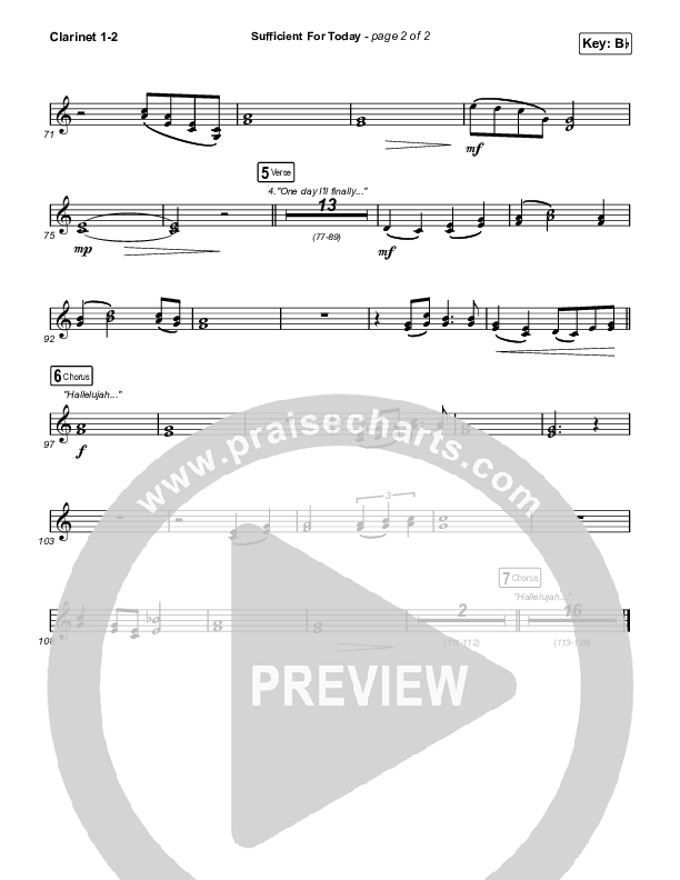 Sufficient For Today Clarinet 1/2 (Maverick City Music)