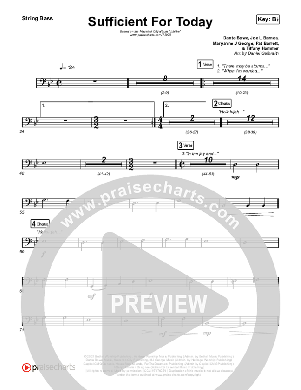 Sufficient For Today Double Bass (Maverick City Music)