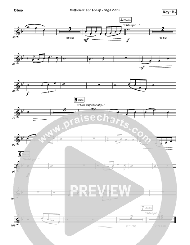 Sufficient For Today Oboe (Maverick City Music)