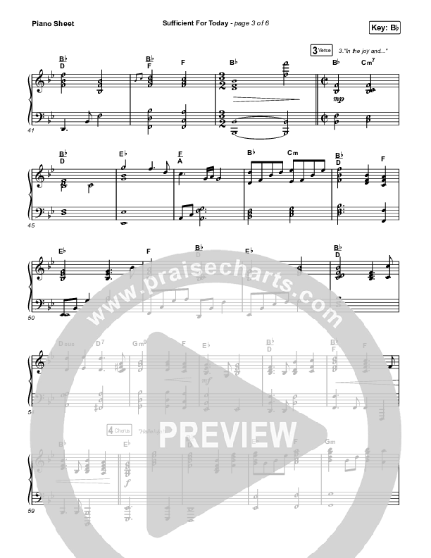 Sufficient For Today Piano Sheet (Maverick City Music)