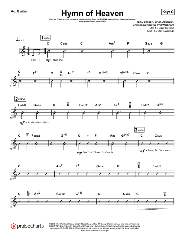 Hymn Of Heaven (Worship Choir SAB) Acoustic Guitar (Phil Wickham / Arr. Luke Gambill)