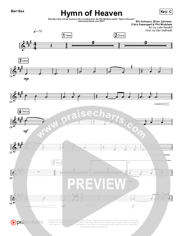 Hymn Of Heaven (Worship Choir SAB) Bari Sax (Phil Wickham / Arr. Luke Gambill)