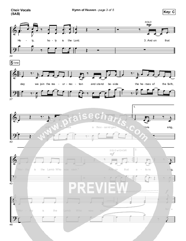 Hymn Of Heaven (Worship Choir SAB) Choir Sheet (SAB) (Phil Wickham / Arr. Luke Gambill)