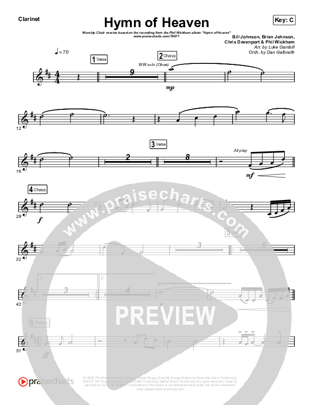Hymn Of Heaven (Worship Choir SAB) Clarinet (Phil Wickham / Arr. Luke Gambill)