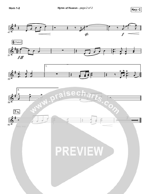 Hymn Of Heaven (Worship Choir SAB) French Horn 1/2 (Phil Wickham / Arr. Luke Gambill)