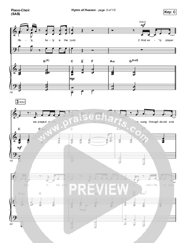 Hymn Of Heaven (Worship Choir/SAB) Piano/Choir (SAB) (Phil Wickham / Arr. Luke Gambill)
