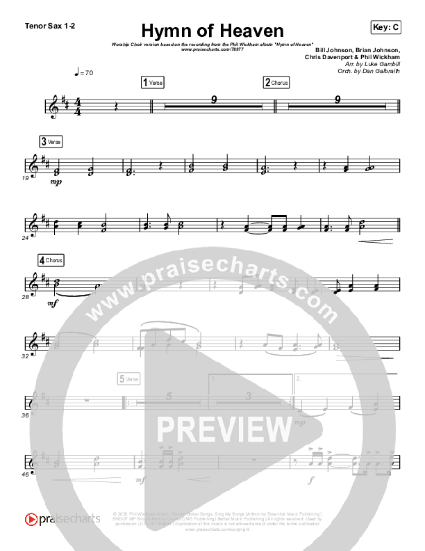 Hymn Of Heaven (Worship Choir SAB) Sax Pack (Phil Wickham / Arr. Luke Gambill)