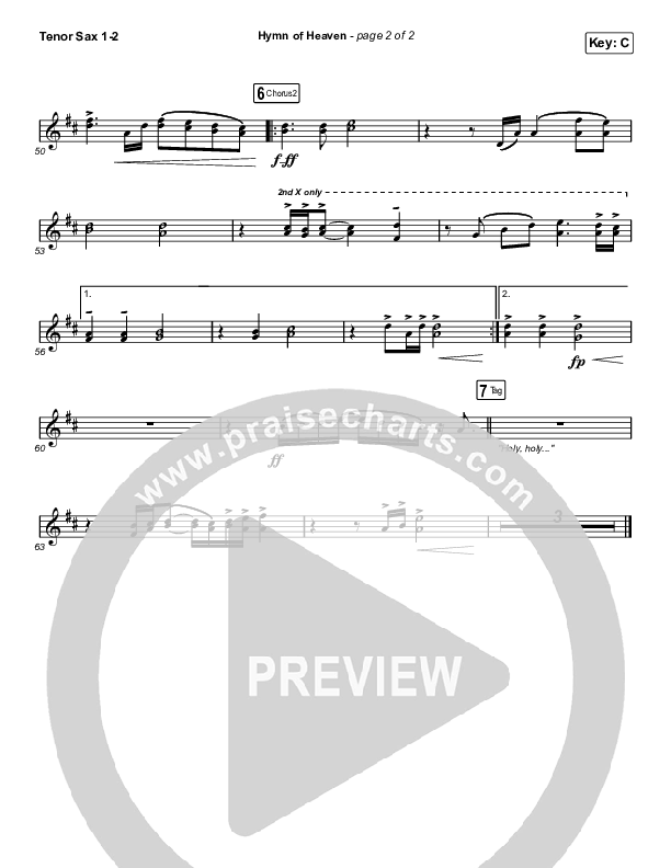Hymn Of Heaven (Worship Choir SAB) Tenor Sax 1/2 (Phil Wickham / Arr. Luke Gambill)