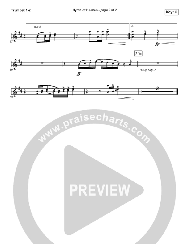 Hymn Of Heaven (Worship Choir SAB) Trumpet 1,2 (Phil Wickham / Arr. Luke Gambill)