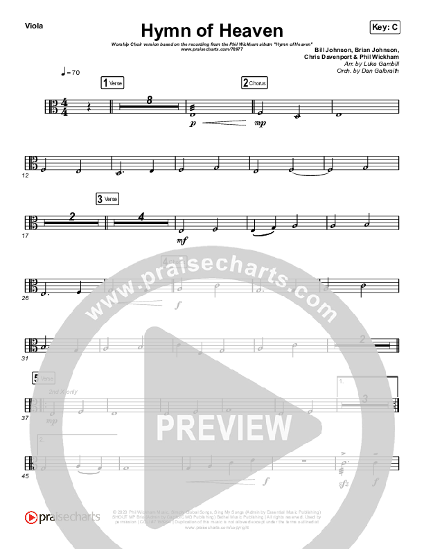 Hymn Of Heaven (Worship Choir SAB) String Pack (Phil Wickham / Arr. Luke Gambill)